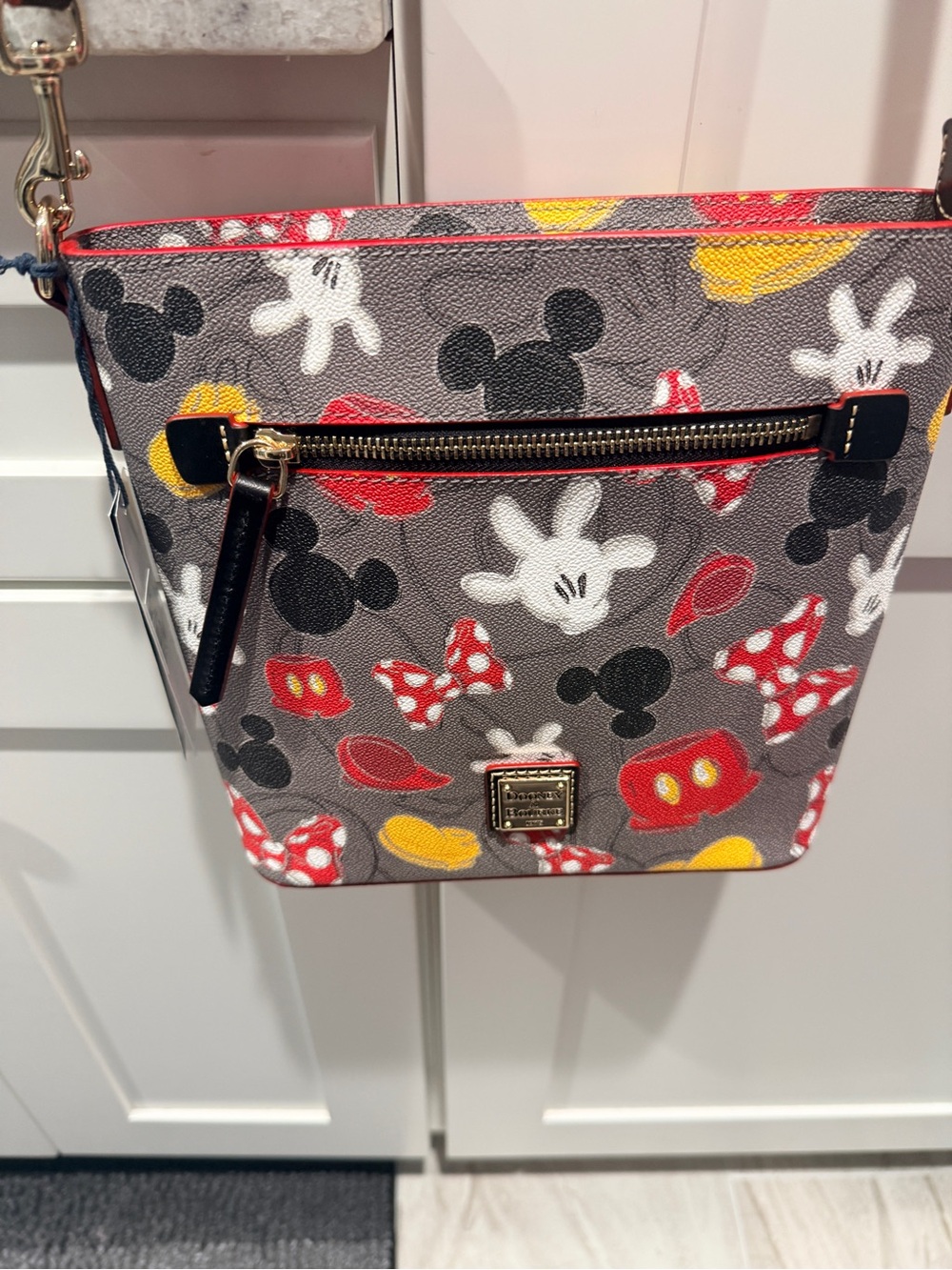 Dooney & Bourke Mickey and Minnie Parts Gray Crossbody